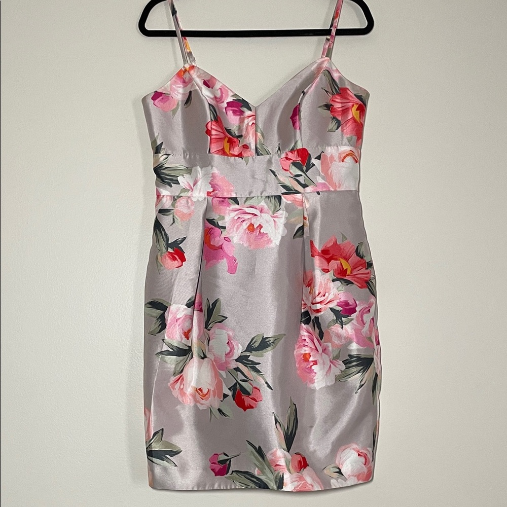 Eliza J Floral Print Satin Dress